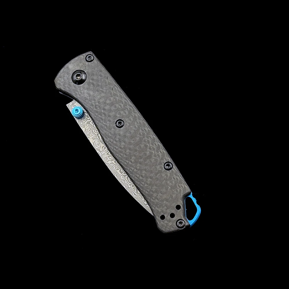 BM Mini 533-3 Damascus Carbon Fiber Handles Bugout Folding Knife Outdoor camping hunting pocket EDC utility KNIVES 6
