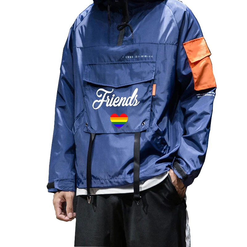 New Printed Fashion Men's Windproof Pullover Sweatshirt Pocket Hooded Pullover Youth Hip Hop Jacket