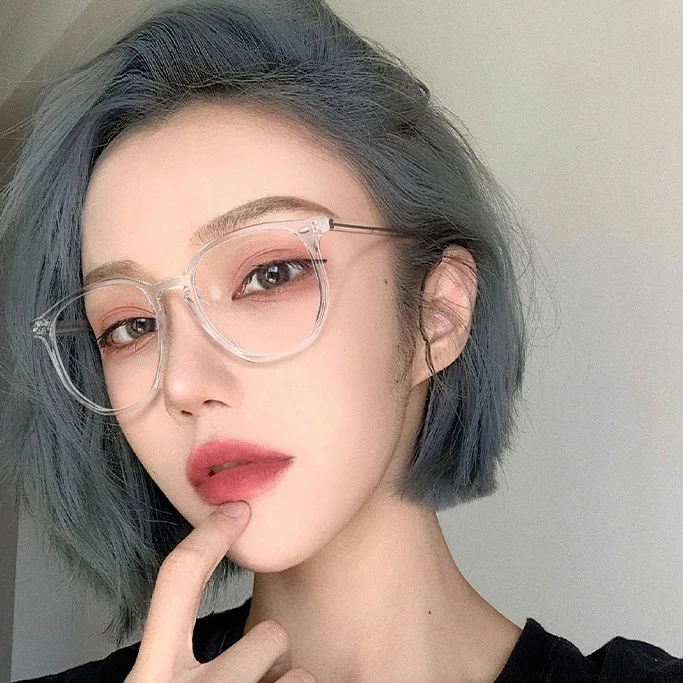 

1 Pc New Fashionable Round Eyeglass Frame Irregular Trendy Retro Flat Mirror Decoration Face Shape Minimalist Glasses Frame