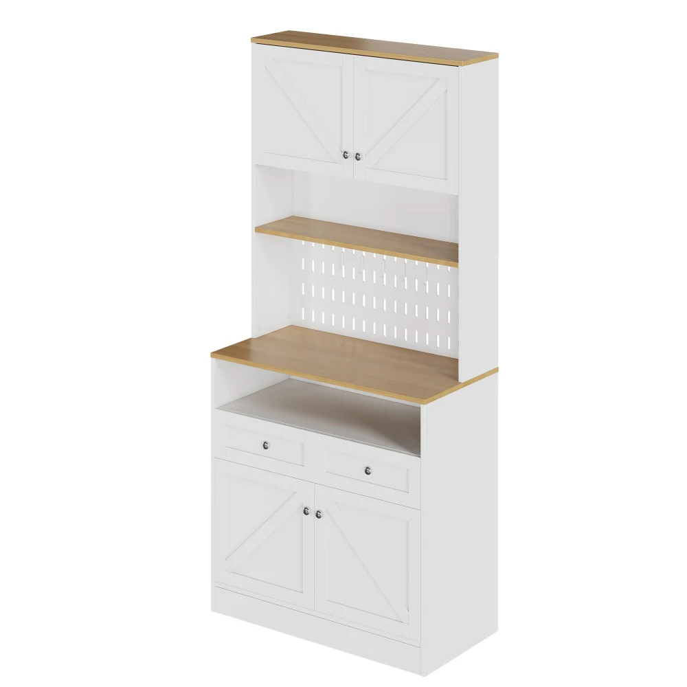Stilvolles Sideboard mit 2 Schubladen und 4 Türen, Buffet für Küche, Esszimmer, mit silbernen Griffen und großzügigem Stauraum – Detail 23