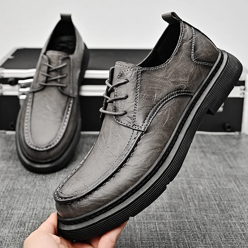 Casual Leather Shoes for Men Slip Comfy Lightweight Walking Shoes Lightweight _voghion.com