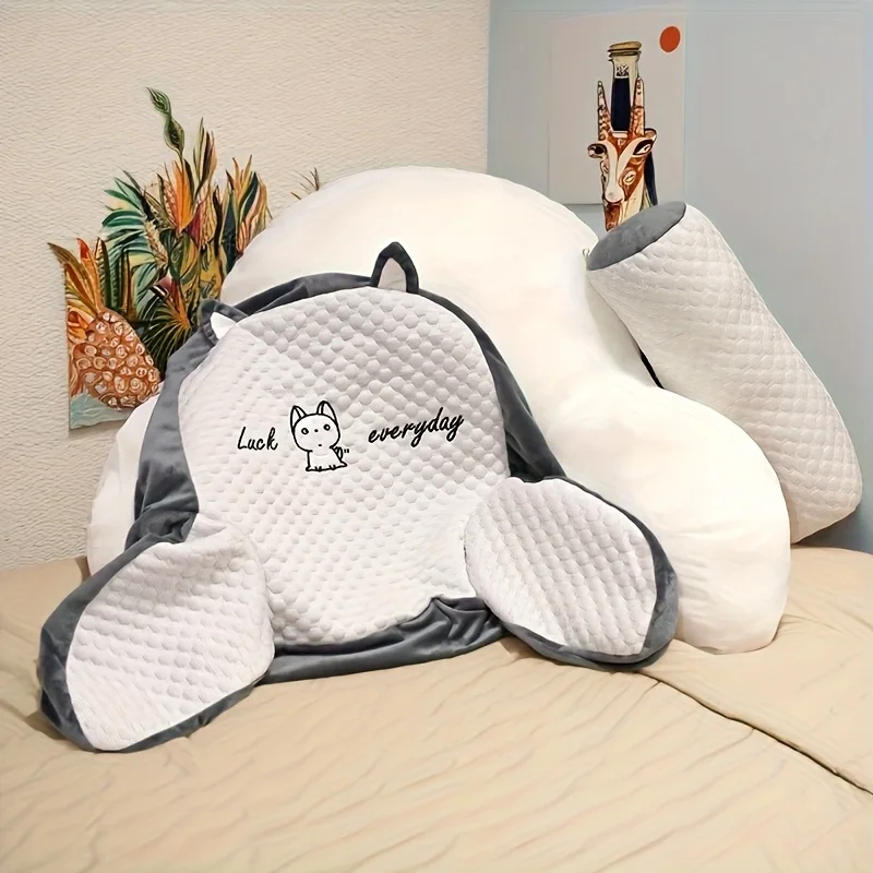 1pc Ergonomic Reading Pillow with Adjustable Back Support,Soft Lumbar Support for Bed, Sofa, Chair,Breathable Polyester Fabric