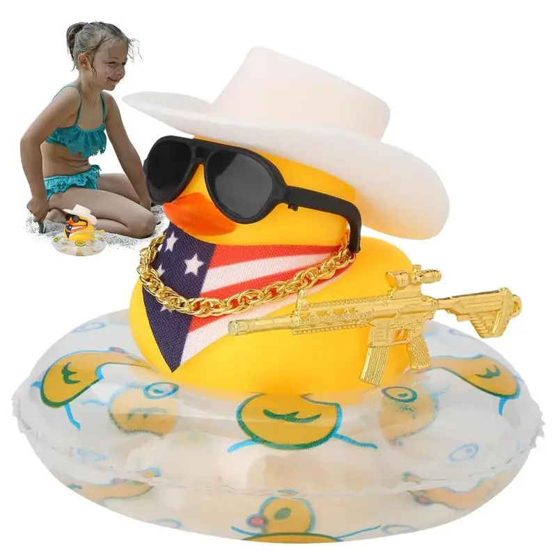 

Car Rubber Duck Decoration Anti Drop Car Dashboard Ornament Multipurpose Use Pendant Yellow Rubber Duck West Cowboy Theme