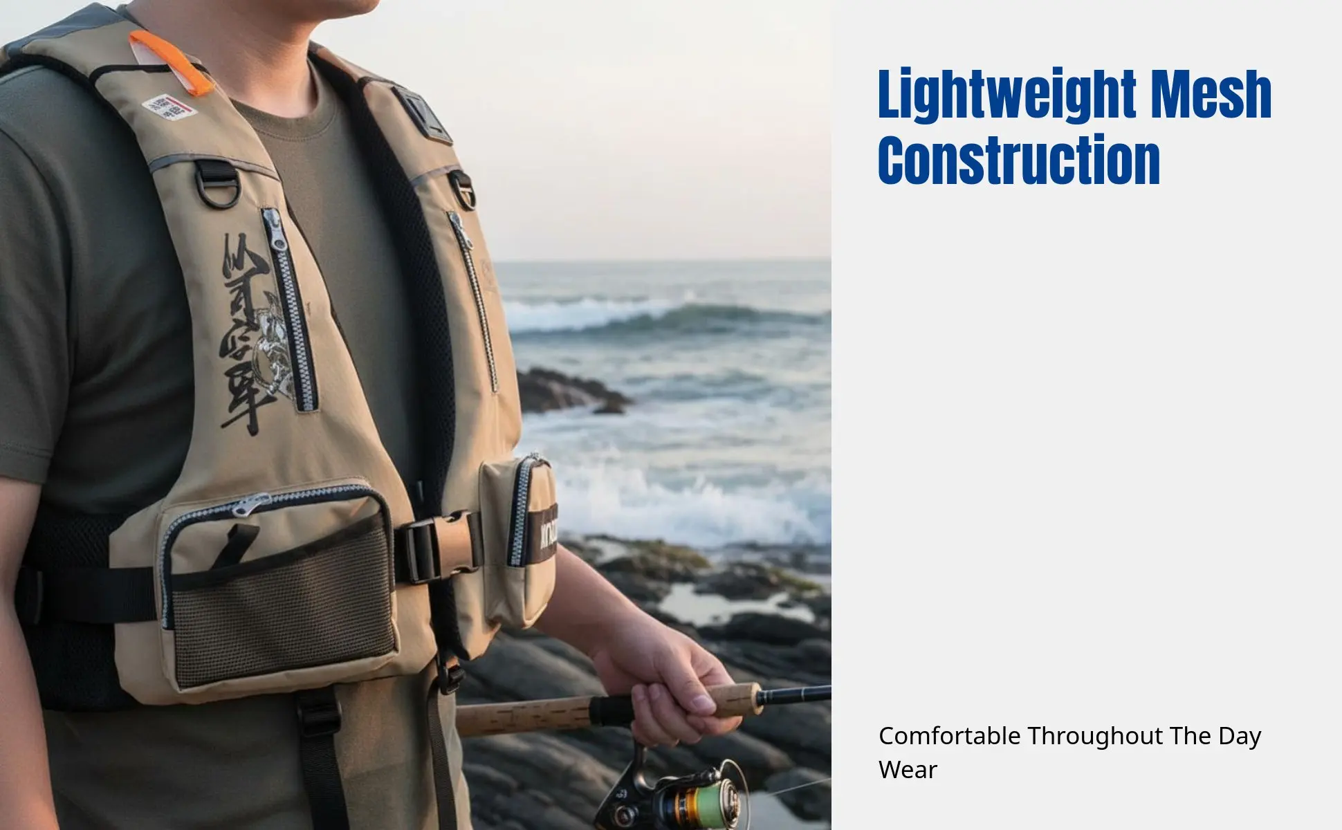 Fishing Vest, High Buoyancy Life Jacket, Outdoor Adult Fishing Gear, Reflective Tape, Adjustable Buckles, Multi-Pocket