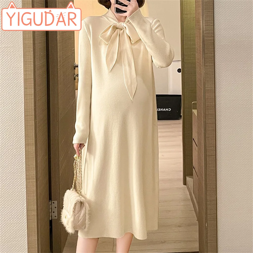 

Maternity Clothes Autumn Winter Dresses Fashionable and Fashionable Korean Knitted Dresses Women Loose Knee Length Bottom Shirt