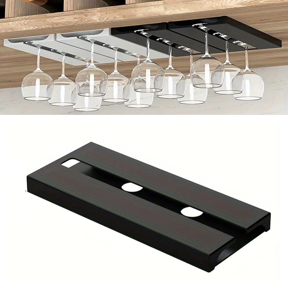 2PCS Wine glass rack plastic-Stemware wine glass rack storage under the cabinet, used to store tall glasses