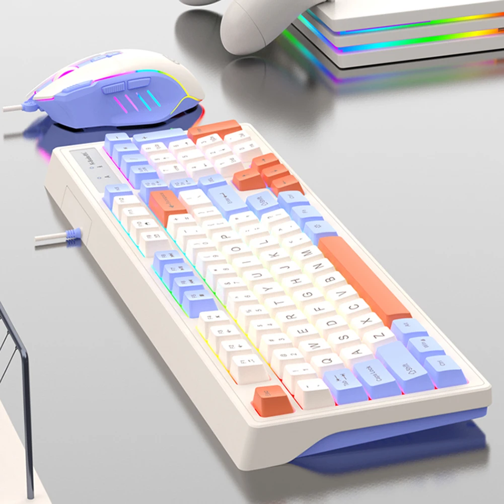 KM800 Gaming Keyboard Luminous 98 Keys Wired Game Keyboards 4000dpi