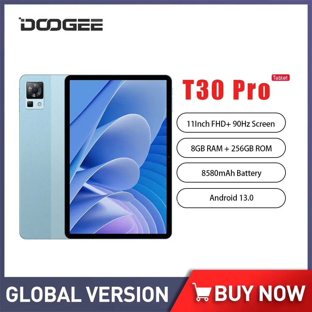 DOOGEE T30 Pro Tablet 11 Inch 2.5K TÜV Certified Pad Phone  Android 13.0 Helio G99 8GB 256GB 20MP Main Camera 8580mAh Tablet PC doogee t30 pro tablet helio g99 11inch 2 5k display tüv certified 8gb 256gb 8580mah 20mp main camera hi res quad speakers tablet
