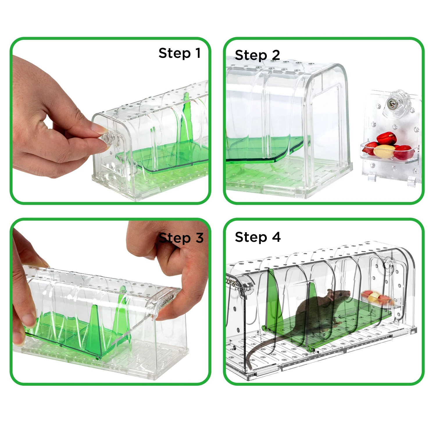 Mouse Catcher Trap 2Pcs Mouse Trap Household Acrylic Transparent Visible Mouse Trap Kitchen Warehouse Hole High Sensitivity