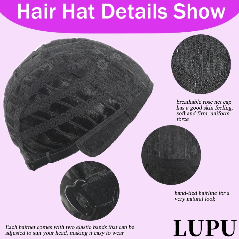 LUPU 26 inch long women's wig with symmetrical black and white bangs in the middle Suitable for daily gatherings