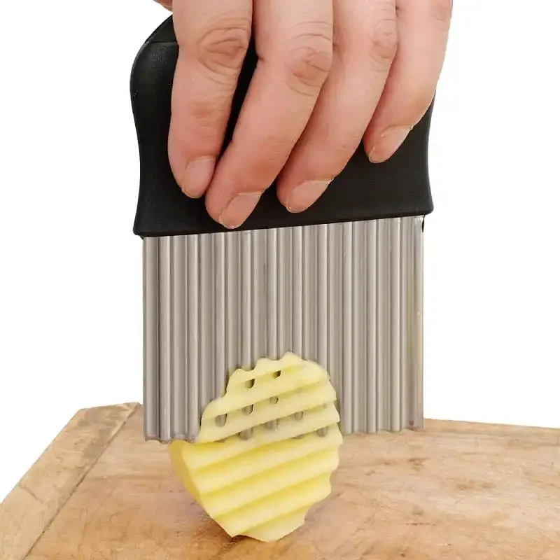 Crinkle Cutter Blade Waffle Fry Cutter Stainless Steel Vegetable Potato Wavy Chopper Knife French Fry Slicer for Carrot Onion Crinkle Cutter Blade Waffle Fry Cutter Stainless Steel Vegetable Potato Wavy Chopper Knife French Fry Slicer for Carrot Onion