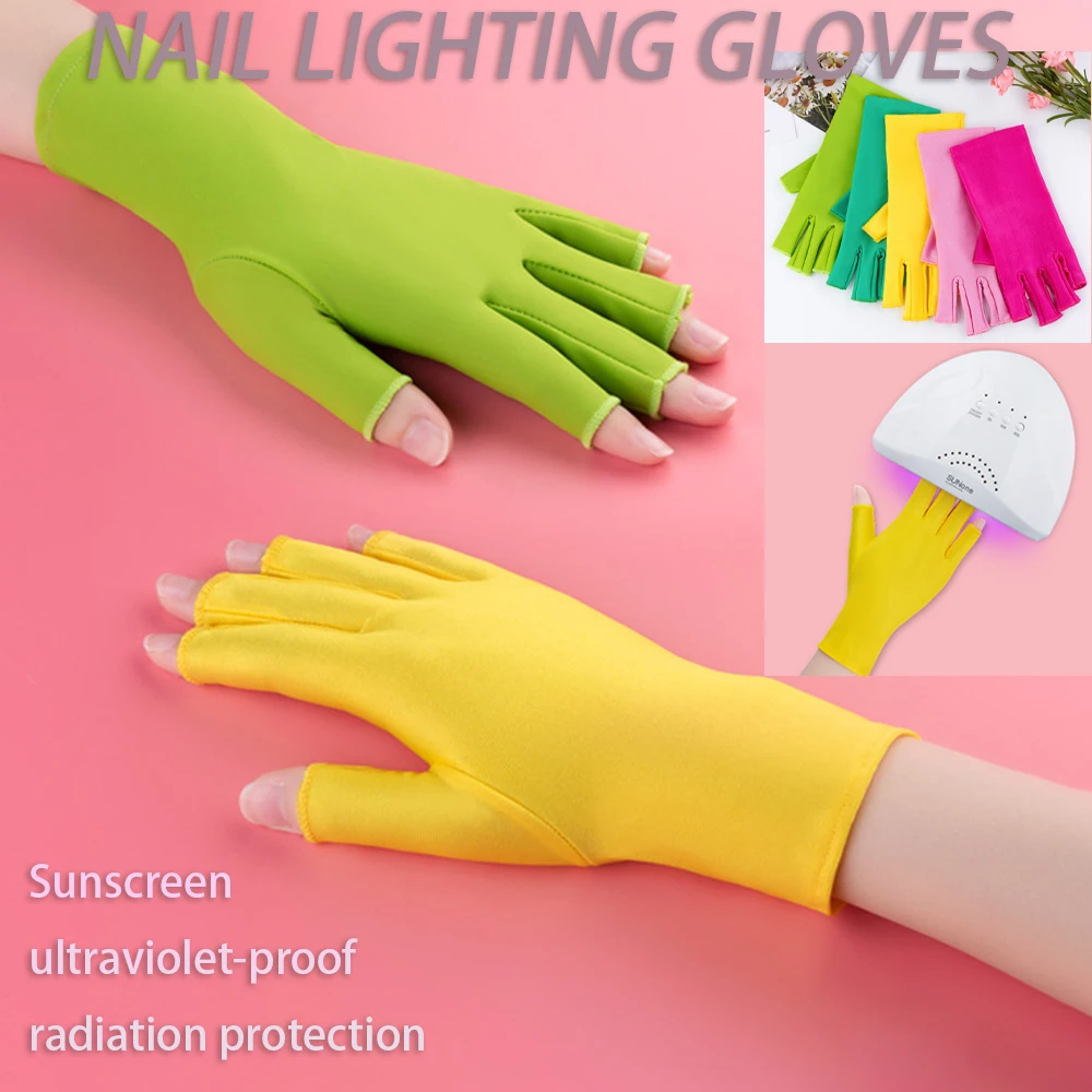 2Pcs Nail Art Gel Dryer Gloves UV Ray Protection Sun Radiation Special