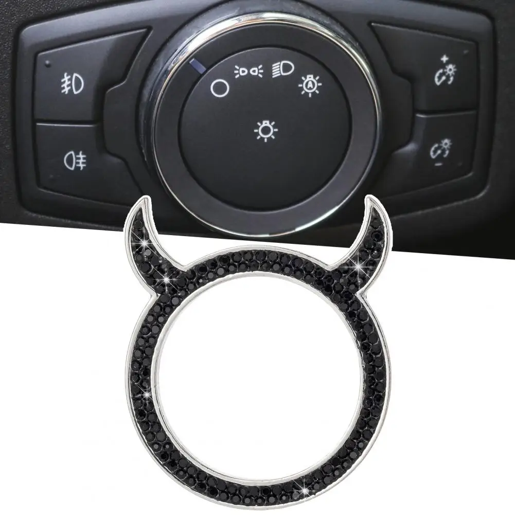 1pcs Crystal Rhinestone Car Emblem Sticker Ring Auto Start Stop Engine Ignition Button Key & Knobs Bling Car Interior Decoration