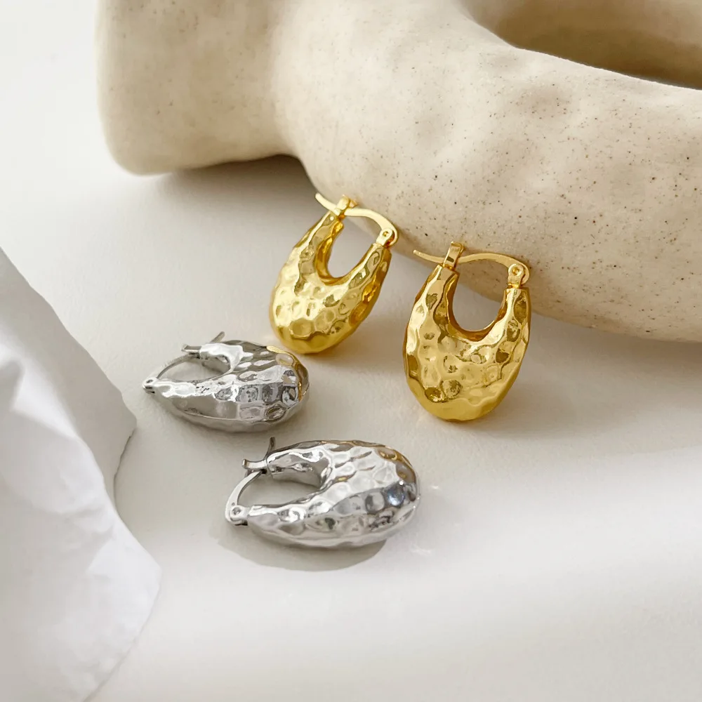 Минималистичные геометрические U-образные 14 K позолоченные крупные серьги для