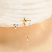 ROXI 1Pair Tassel Geometric Zircon Stud Earrings For Women 18 Gold Plata Earrings Jewelry 925 Sterling Silver crystal Jewelry - Image 6