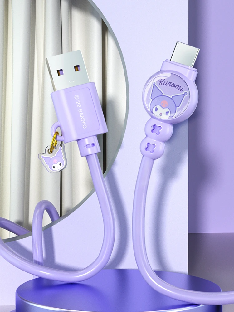 

Sanrio Hello Kitty Type C Fast Charging Cable Kuromi USB Cord Cinnamoroll Anime Cartoon For Huawei Iphone Xiaomi Data Line Gifts