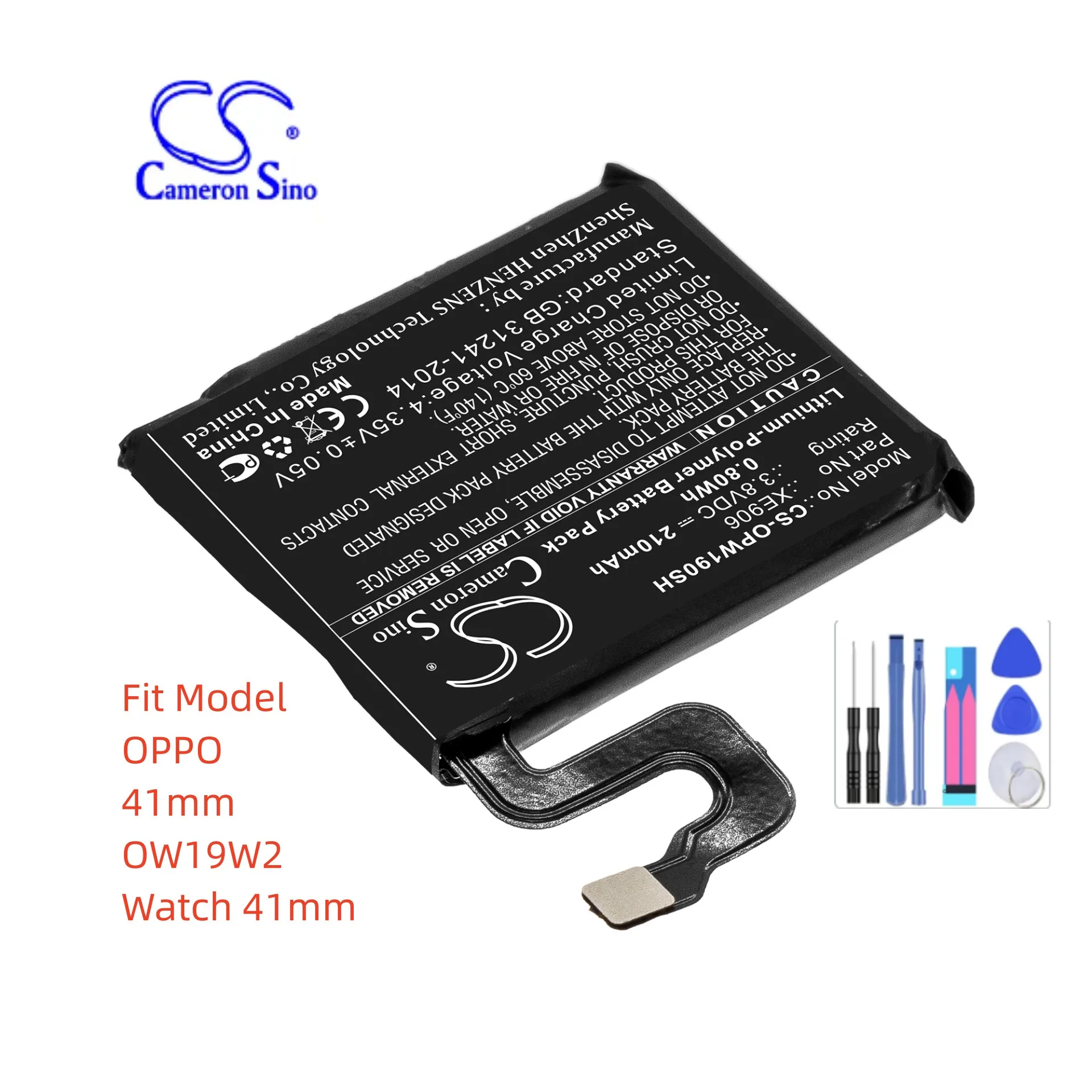 Batteria Smartwatch Per Oppo 41Mm Ow19W2 Watch 41Mm Xe906 Capacità 210Mah / 0.80Wh Colore Nero Tipo Li-Polimero Volt 3.80V