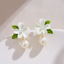  New Trend Contracted Sweet Fresh Flowers Drop Earrings 2023 Spring Summer Fine Versatile Women Jewelry Girl's Earrings 
