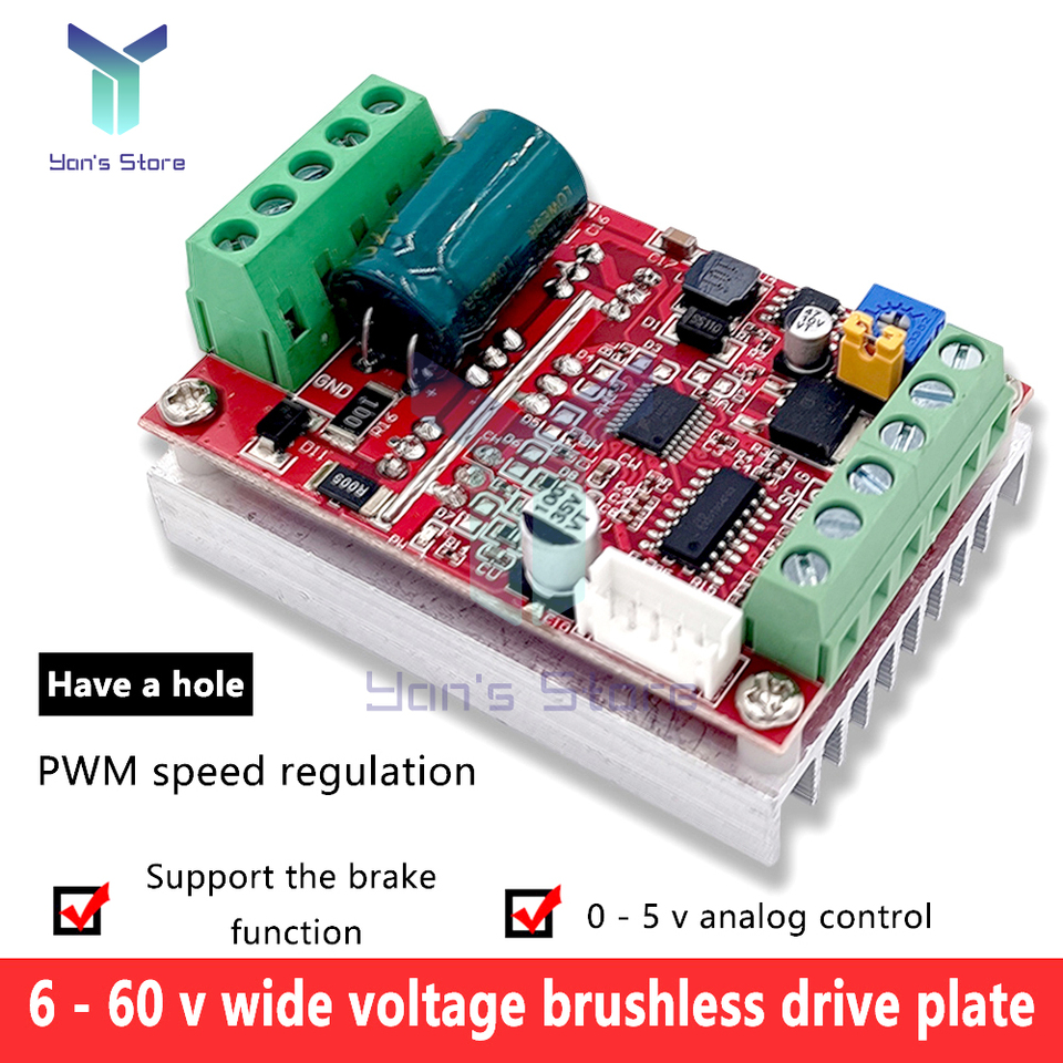 1Pcs DC 6-60V 400W BLDC Three Phase DC Brushless Motor Controller PWM Hall Motor Control Driver Board Motor Drive Module
