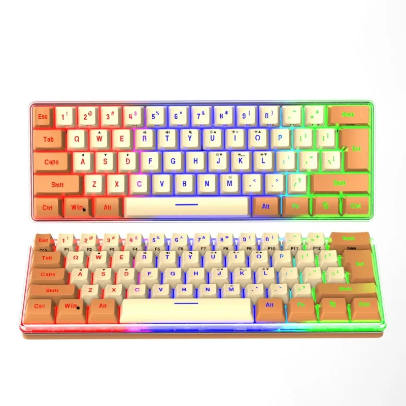 61 key notebook desktop wired gaming mini keyboard RGB illuminated keyboard