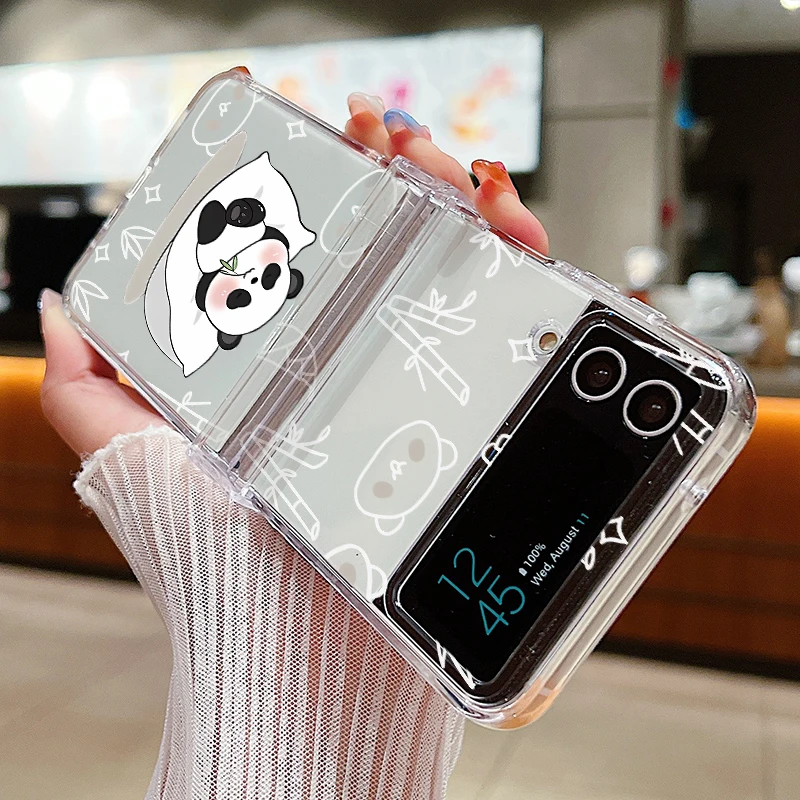 Adorable Baby Panda Foldable Phone Case - Hard Clear Hinged Cover
