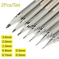 2pcs/lot 0.5 0.7 0.9 2.0mm Drawing Pencil Set 2B Art Sketch Writing Metal Mechanical Pencil Stainless Steel and Copper Material 1