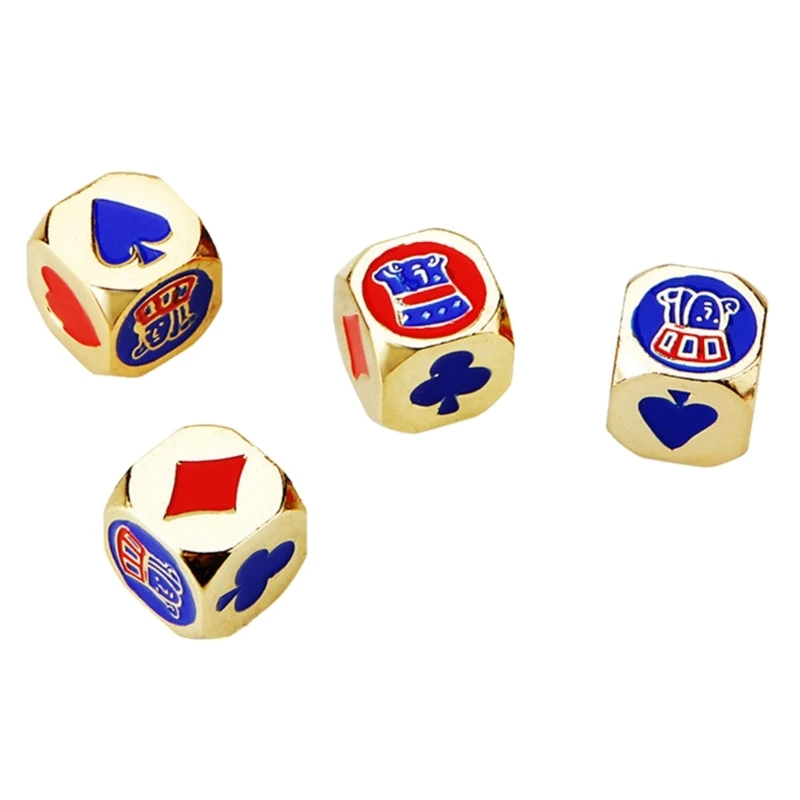 Standard Six Sided Dices 4 Pcs/Set Games Dices Solid Metal Poker