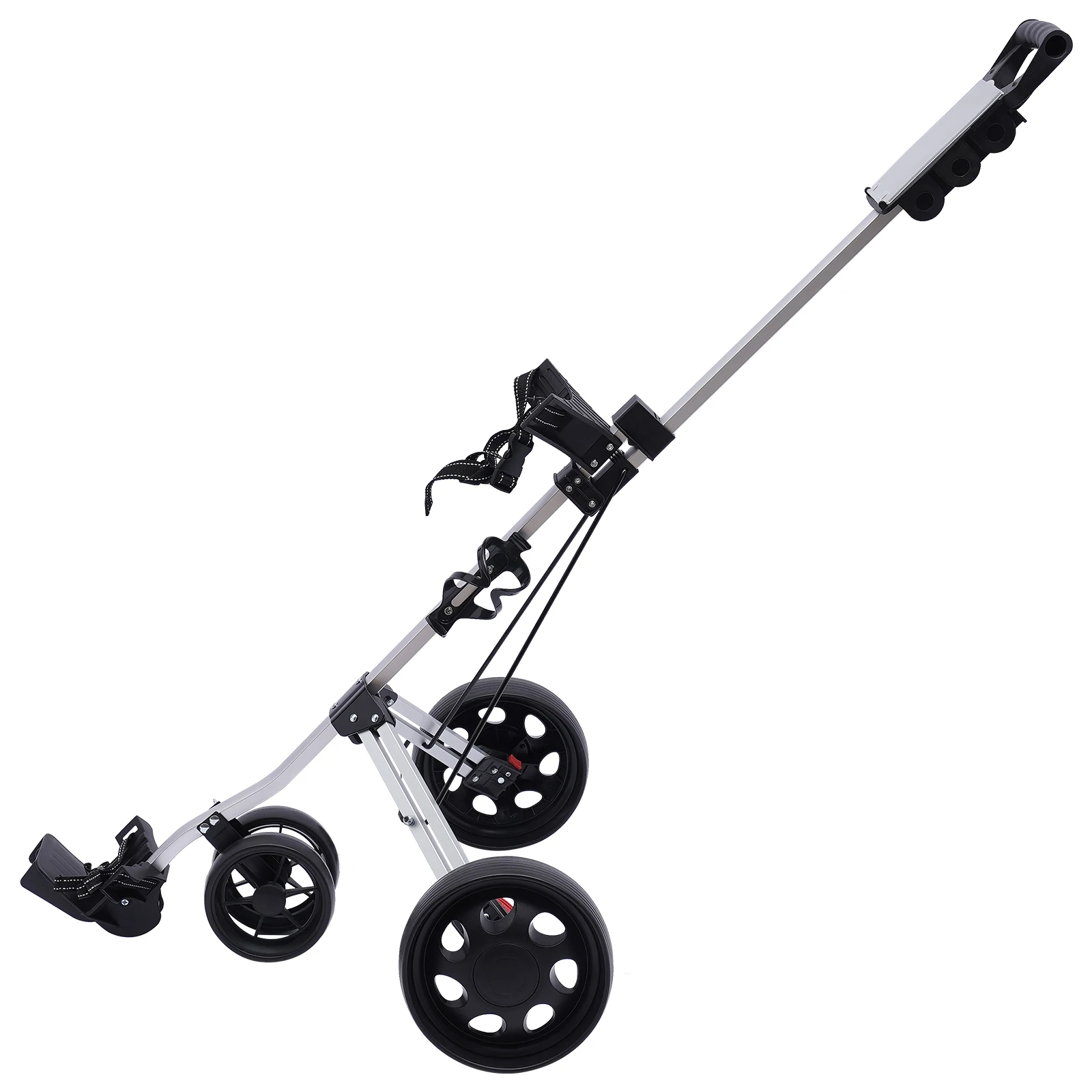 3 Wheel Push Pull Golf Trolley with Foot and Scorecard Brake Folding Lightweight Golf Push Cart One Second to Open & Close