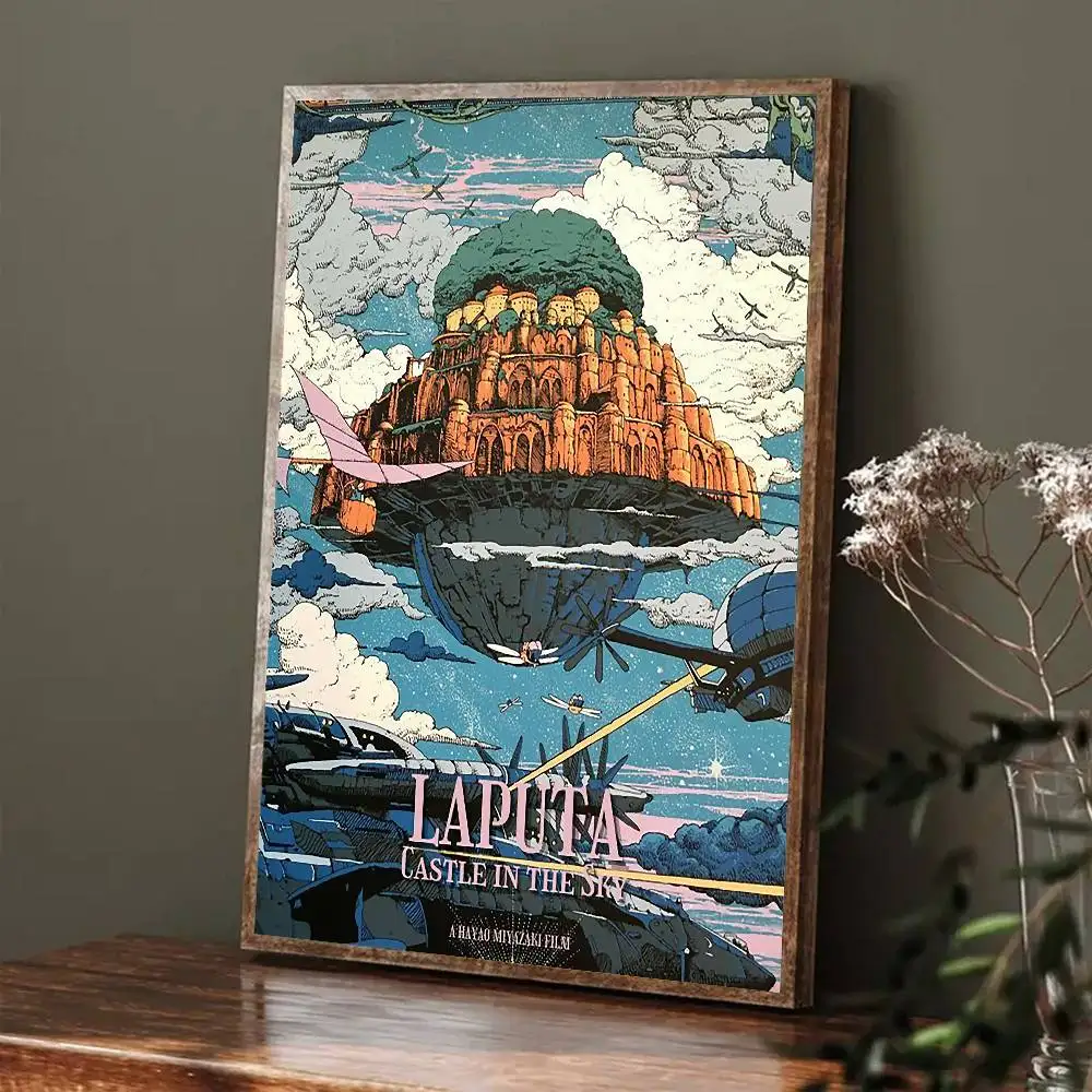 L-Laputa C-Castles_Sky Cartoon Classic Anime Poster Gallery Prints Self Adhesive Home Decor Decoration Wall Decals Living S