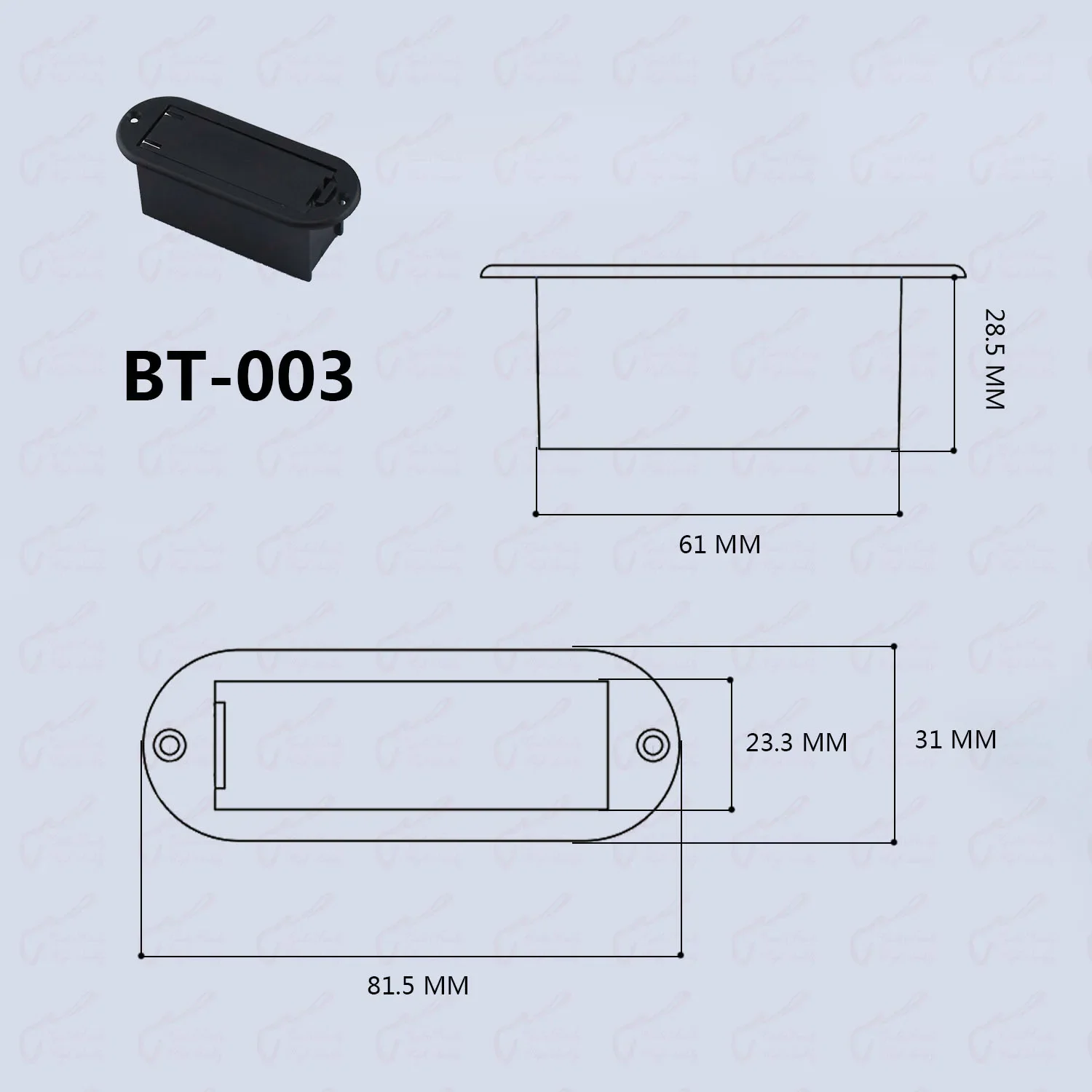 9V Battery Box / Battery Case for Electric Guitar Bass / Active Pickup