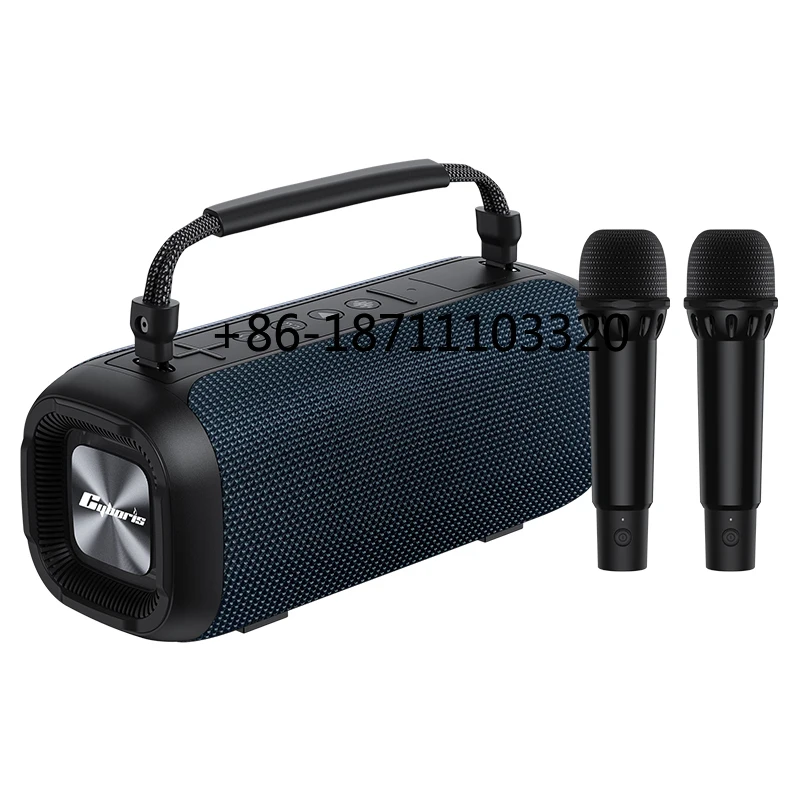 

T12 Powerful 80W 7.3V Karaoke Machine Speaker with Wireless Microphones, Portable Outdoor Party PA Speaker with Party Lights
