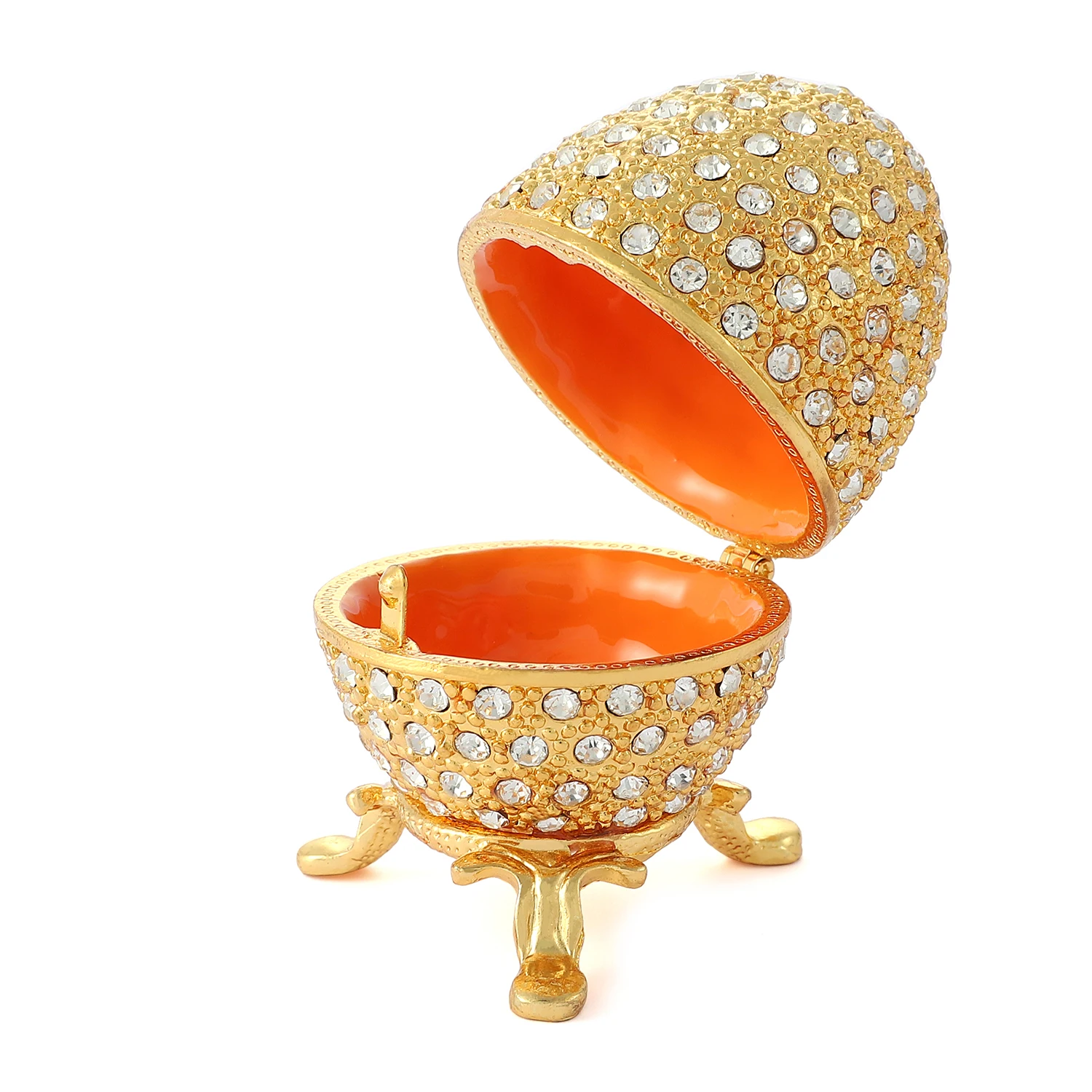 QIFU Metal Gold Easter Faberge Egg Crafts Trinket Box Home Decor