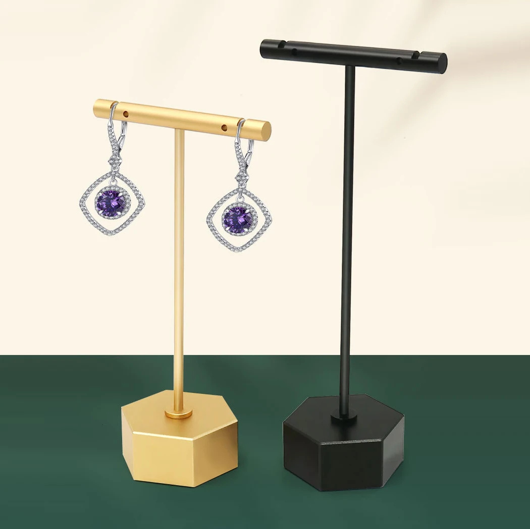 

Hexagonal metal T-shaped pole bracket, earrings, earrings, display rack, jewelry storage, jewelry
