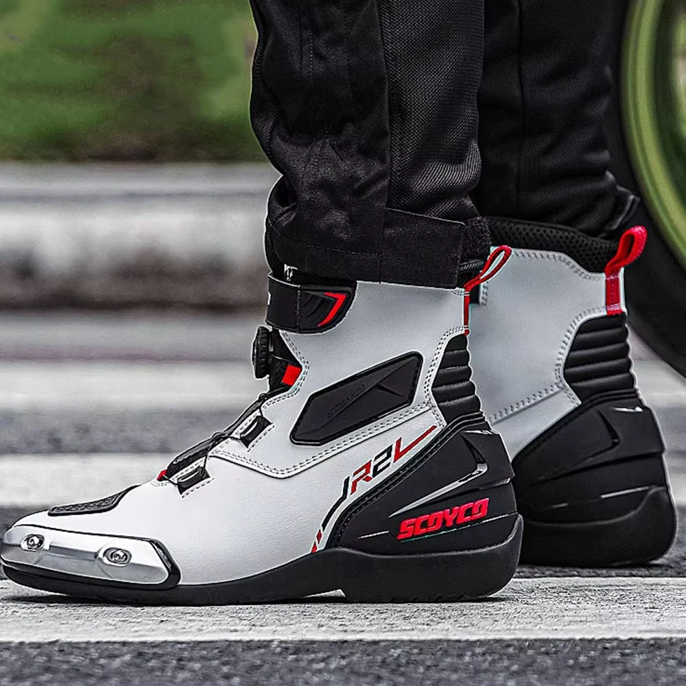 SCOYCO Motorcycle Boots Botas Moto Microfiber Leather Motocross Off-Road Racing Boots Motorbike Riding Shoes Men Moto Boots 3