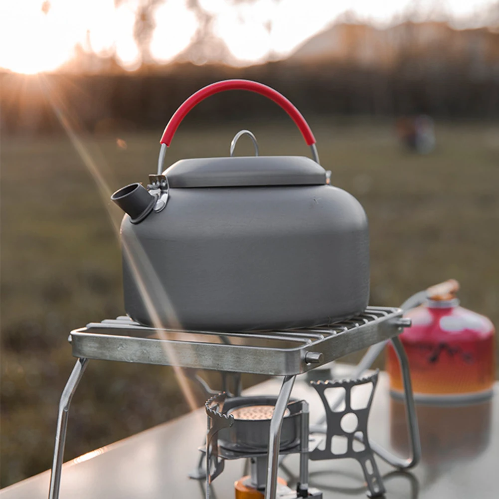 1.4L Outdoor Water Kettle Aluminum Alloy Portable Camping Tea Kettle Cookware Accessories for Picnic Camping Hiking Travel