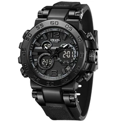 SMAEL Waterproof Dual Time LED Sports Watch (BLACK)