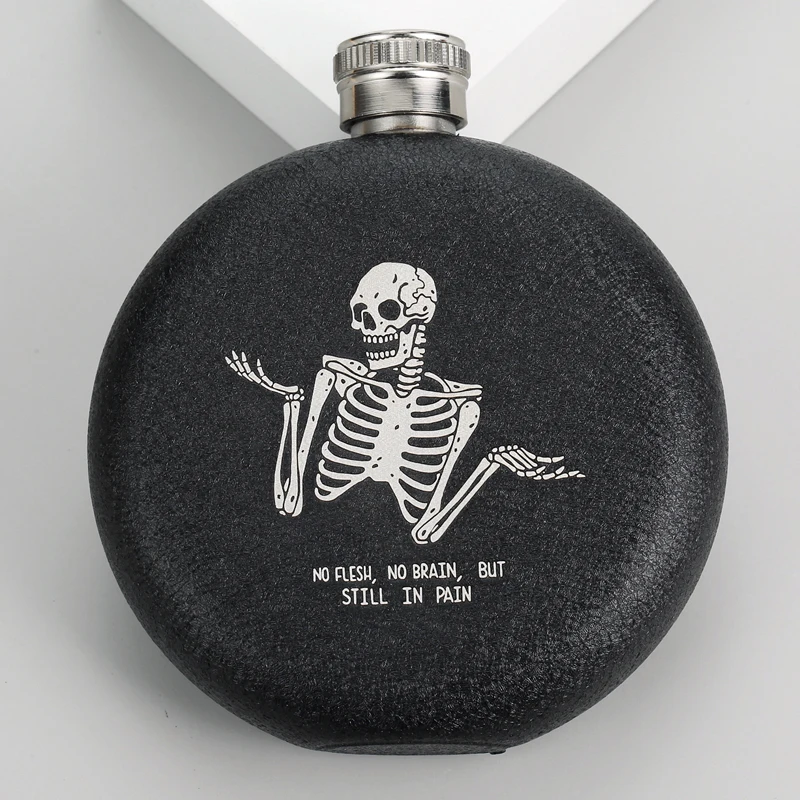 5 OZ Frosted Matte Black Portable Round Mini Hip Flask Stainless Steel Metal Vodka Whiskey Wine Bottle Flagon Gift Man Funnel