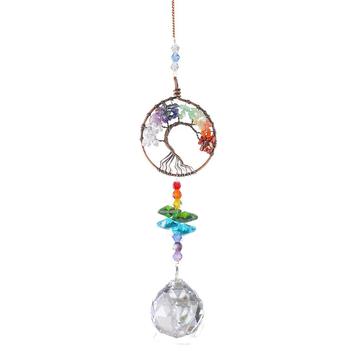 Crystal Tree Prisms Glass Pendant Wind Chimes Rainbow Maker Sun Catcher Indoor Window Car Hanging Garden Decor 1PC