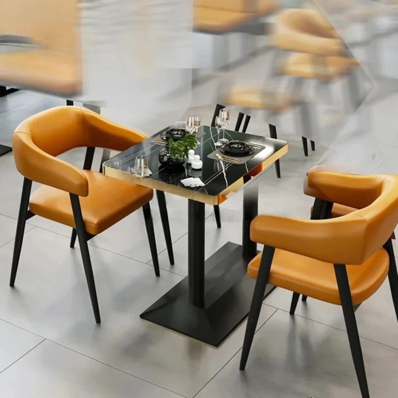 Luxury Hotel Chinese square Coffee Tea Shop Marble Commercial Cafe Restaurant Furniture Booth Seating Table Chair Set