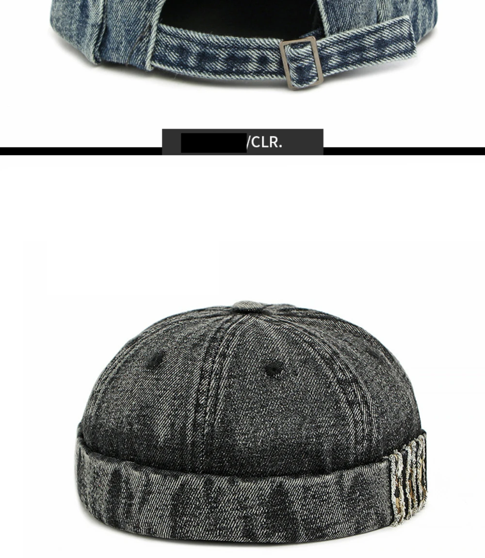 HT5048 Neue Frühling-Herbst-Mützen für Männer und Frauen 100% Baumwolle Denim-Hut Unisex Verstellbare Skullcap Beanie-Mütze Hip-Hop-Kappe – Detail 15