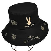 Female Cartoon Embodied Fisherman's Hats Solid Color Bucket Hat Hip Hop Caps Sun Hat Sunshade Panama Hat Summer Hats for Women