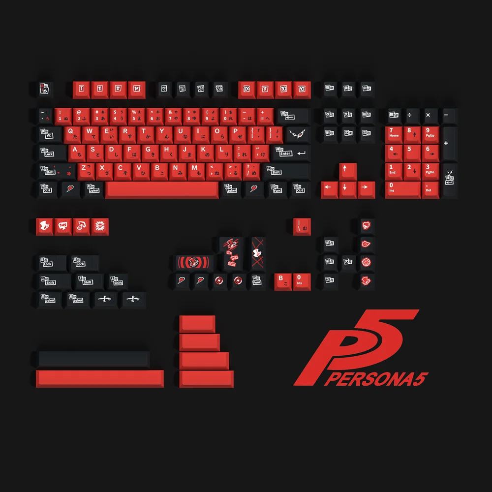 

Mechanical Keyboard Persona 5 Keycap Cherry Profile Red Black Japanese PBT Keycap DYE Subbed 142 Keys For Outemu Mx Switch