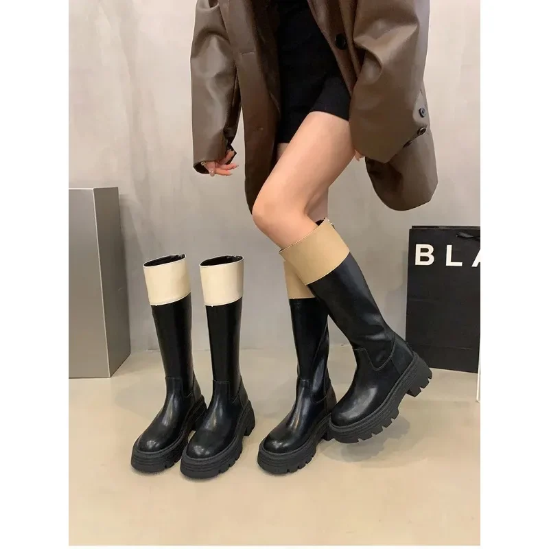 2023 Platform Women Knee High Boots Fashion Thick Bottom Ladies Elegant Long Knight Booties Winter Mix Colors Women's Footwear