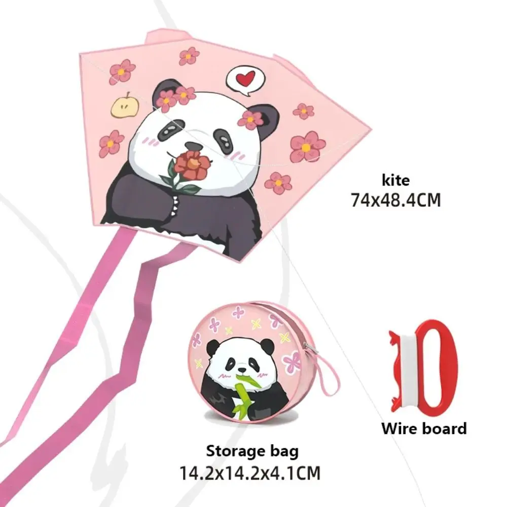 Frameless Spring Outing Pocket Kite Handheld Portable Cartoon Panda Wind Kites Animal 50 Meter Kite Line