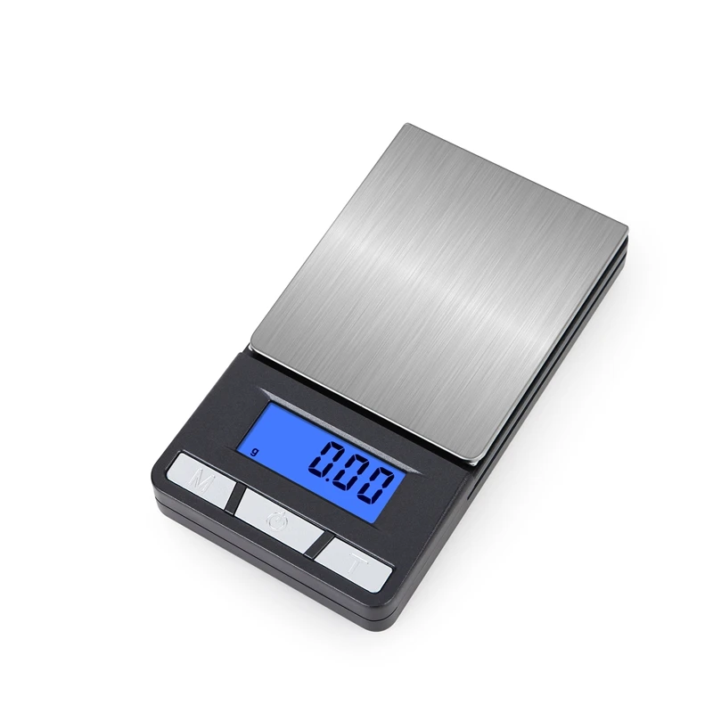 Digitale keukenweegschaal, hoge precisie elektrische voedselweegschaal met blauw verlicht display 1000 g / 0,01 g lichtgevend LCD-scherm Hoge precisie elektronische weegschaal (zwart