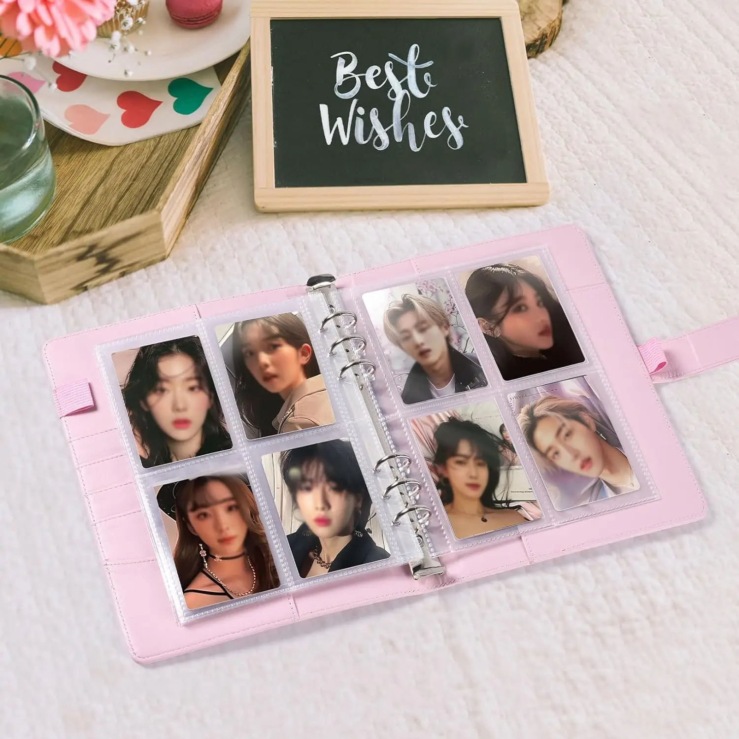 Photocard Binder A5 10 Pockets Sleeves 6 Ring PU Leather Loose Leaf Personal Organizer Photo Book