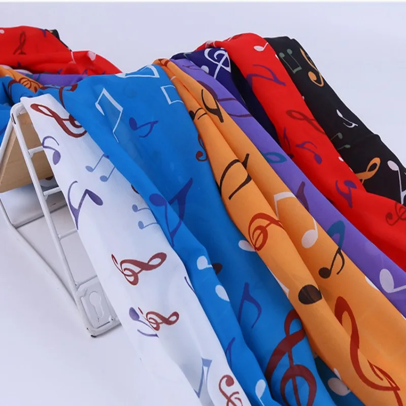 Polyester Simulation Silk Satin Chiffon Music Note Digital Printing