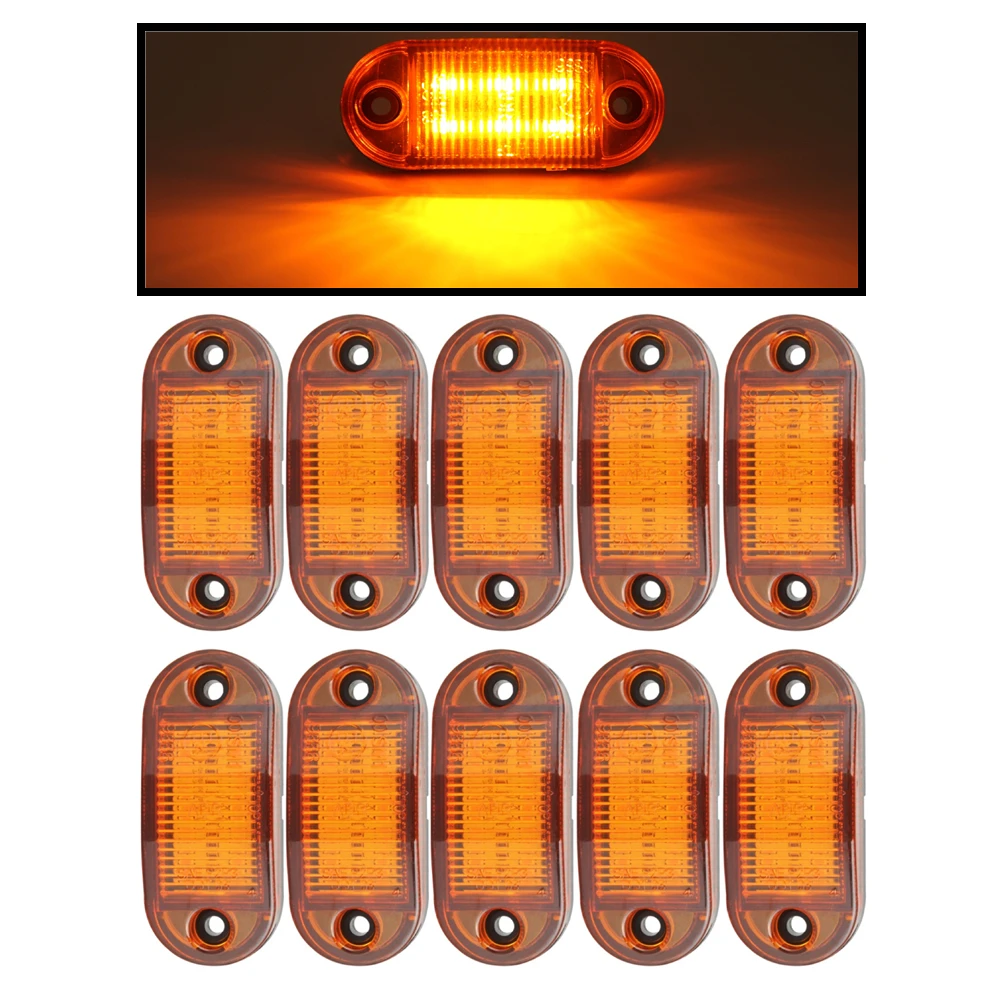 10Pcs Side Marker Lights For Trucks 12V 24V LED Trailer Clearance