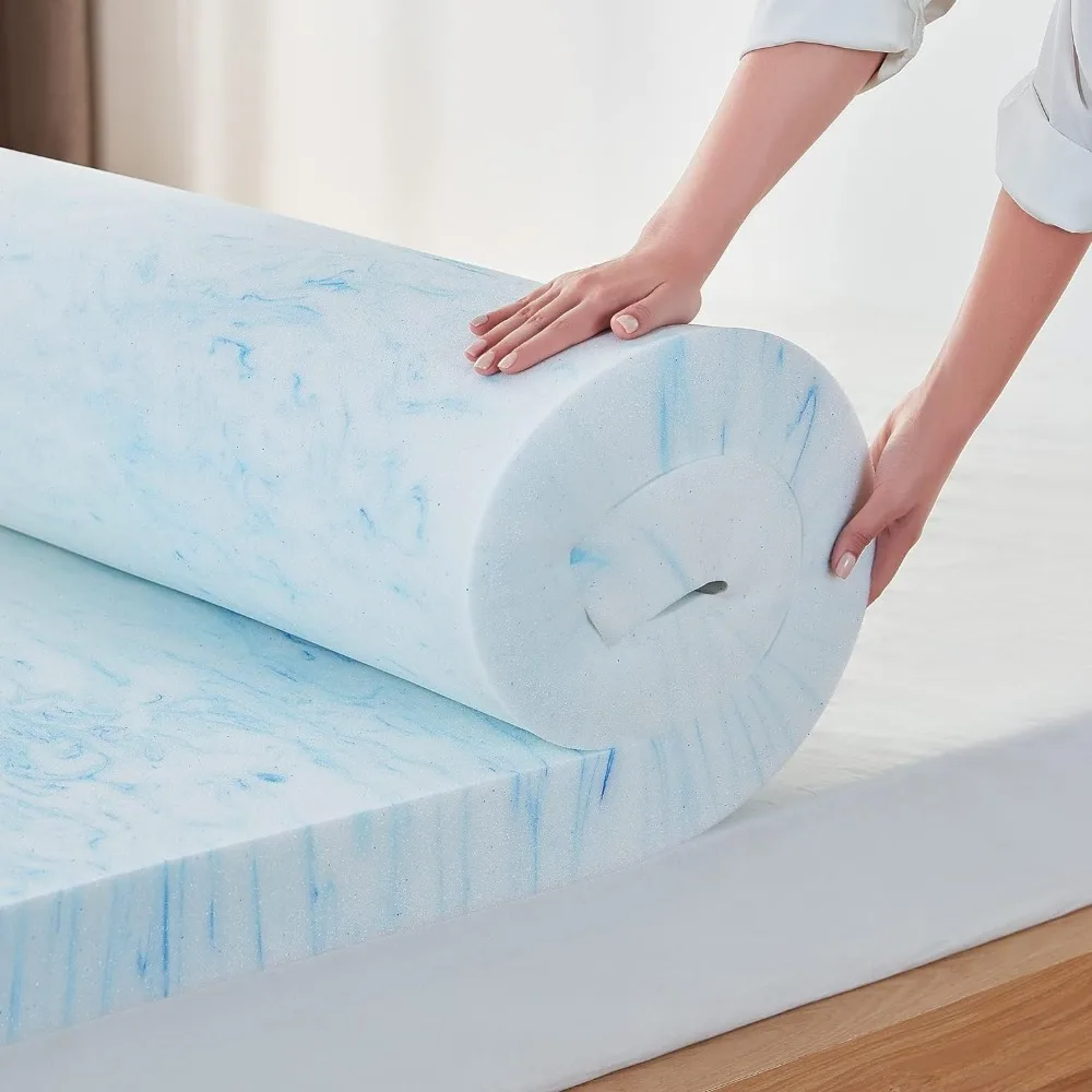 

3 Inch Mattress Topper Queen, Cooling Gel Infused Swirl Memory Foam, Soft Mattress Topper for Firm Mattress,