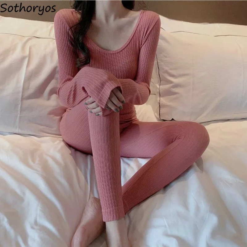 

Пижамный комплект женский осенне-зимний, бархатный облегающий топ с круглым вырезом и длинным рукавом, тонкая теплая одежда для отдыха, мягкая и приятная для кожи повседневная одежда